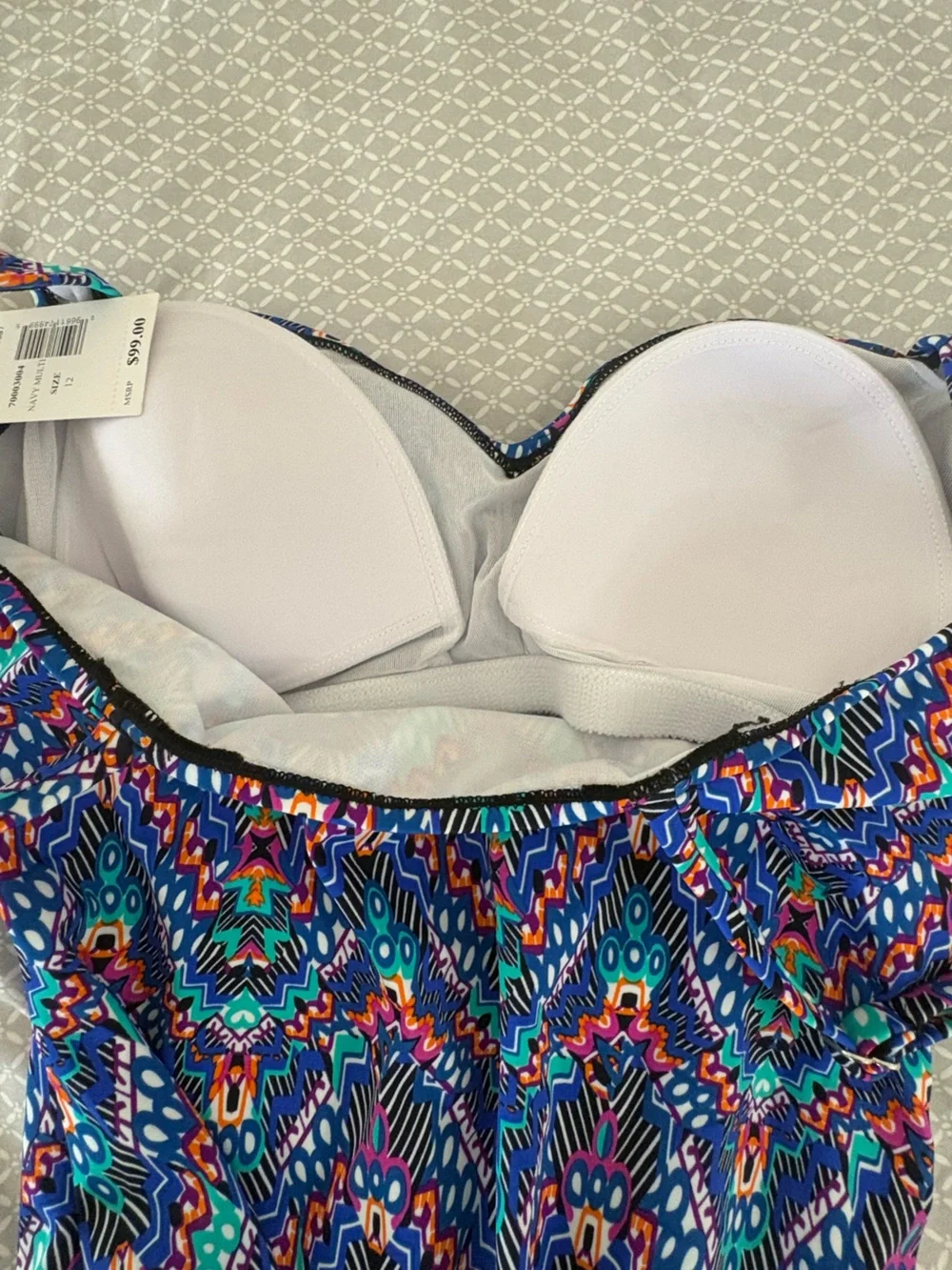 New Swim Solutions Tummy Control Shirred Sweetheart One Piece Swimsuit Size 12 - Picture 13 of 16
